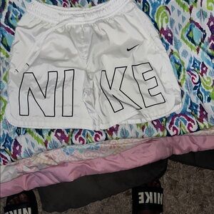 Nike White and Black Logo Shorts